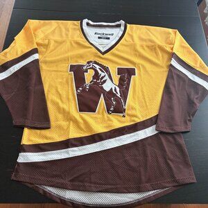 Mens Rockwell Western Michigan Broncos Yellow Replica Hockey Jersey Size M / L
